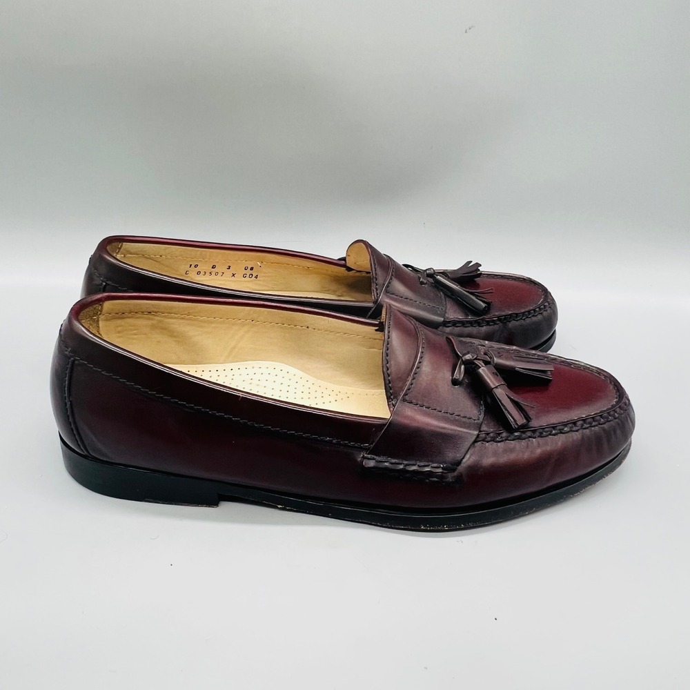 Cole Haan Tassel Loafers Mens 10 Burgundy Leather Kiltie Dress Shoes Classic